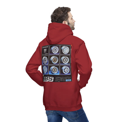 Classic Unisex Hooded Sweatshirt with BBS Wheel Design - Made in USA