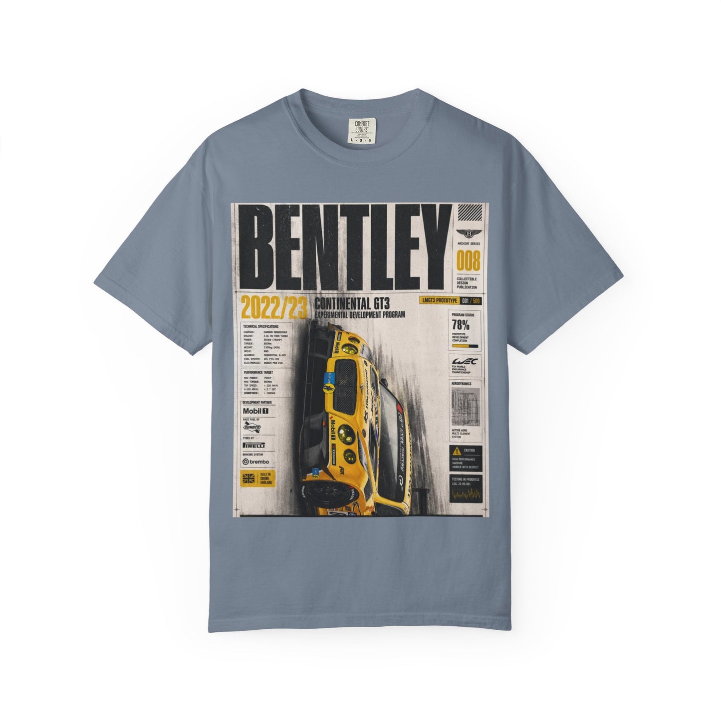 Bentley Magazine Cover T-Shirt – Yellow Sports Car Graphic Tee