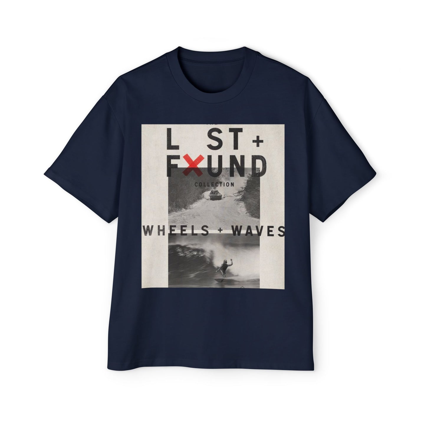 Lost & Found 'Wheels + Waves' Graphic Tee — Oversized Men's Surf Skate Shirt
