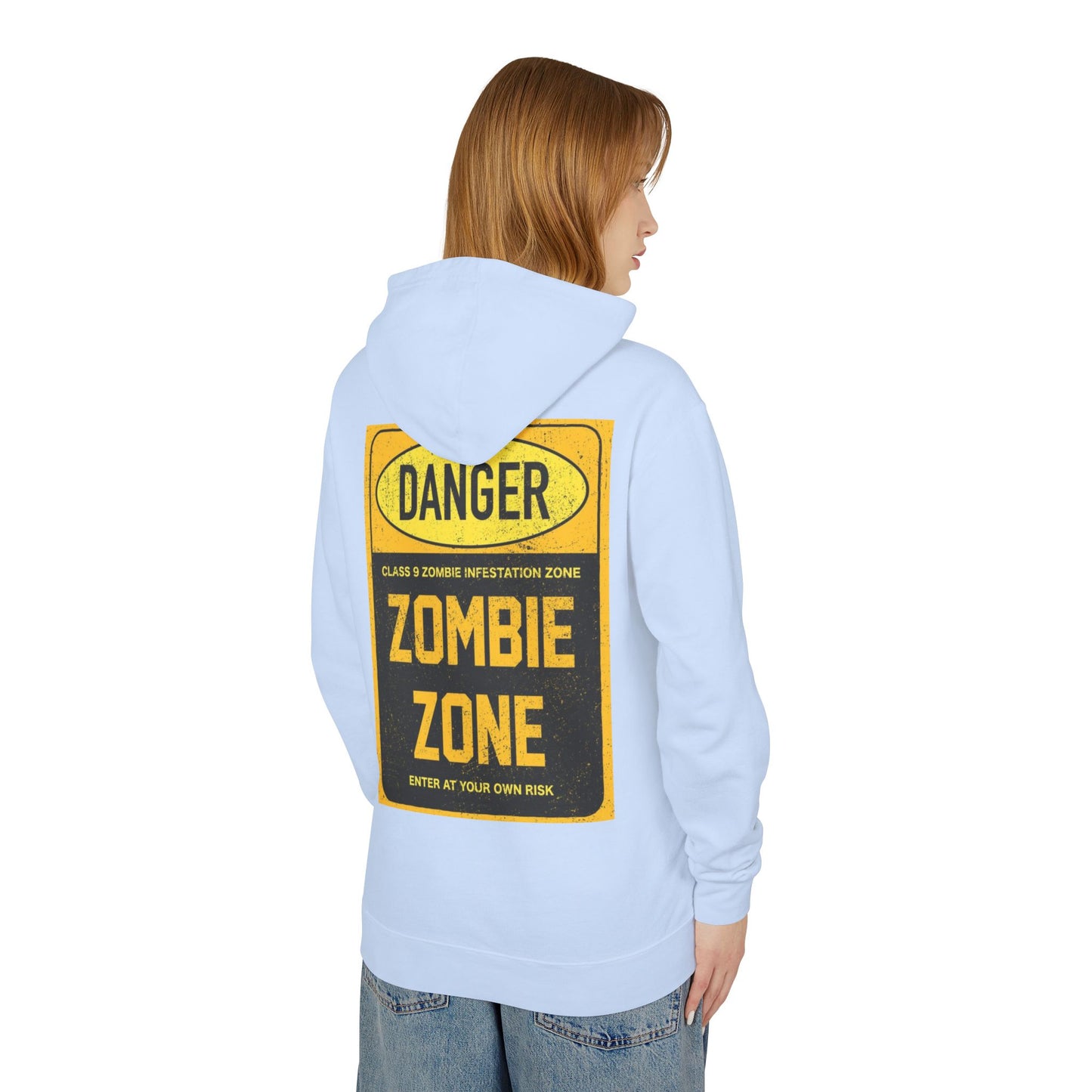 Unisex Zombie Zone Hooded Sweatshirt - Danger Sign Design