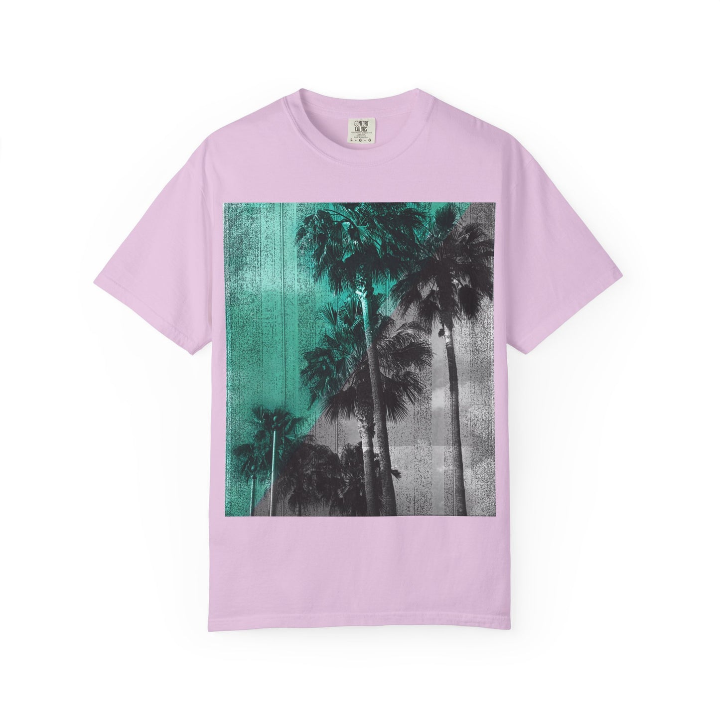 Palm Trees Photo Tee — Vintage Teal Sunset T-Shirt