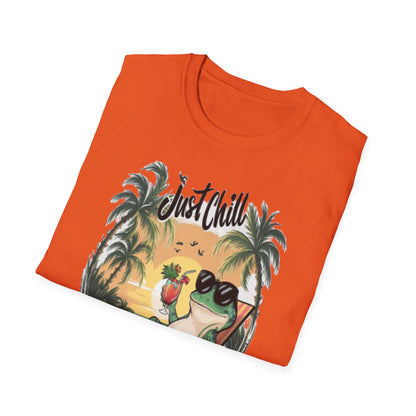 Just Chill Unisex Softstyle T-Shirt - Relaxing Frog Design for Casual Summer Vibes