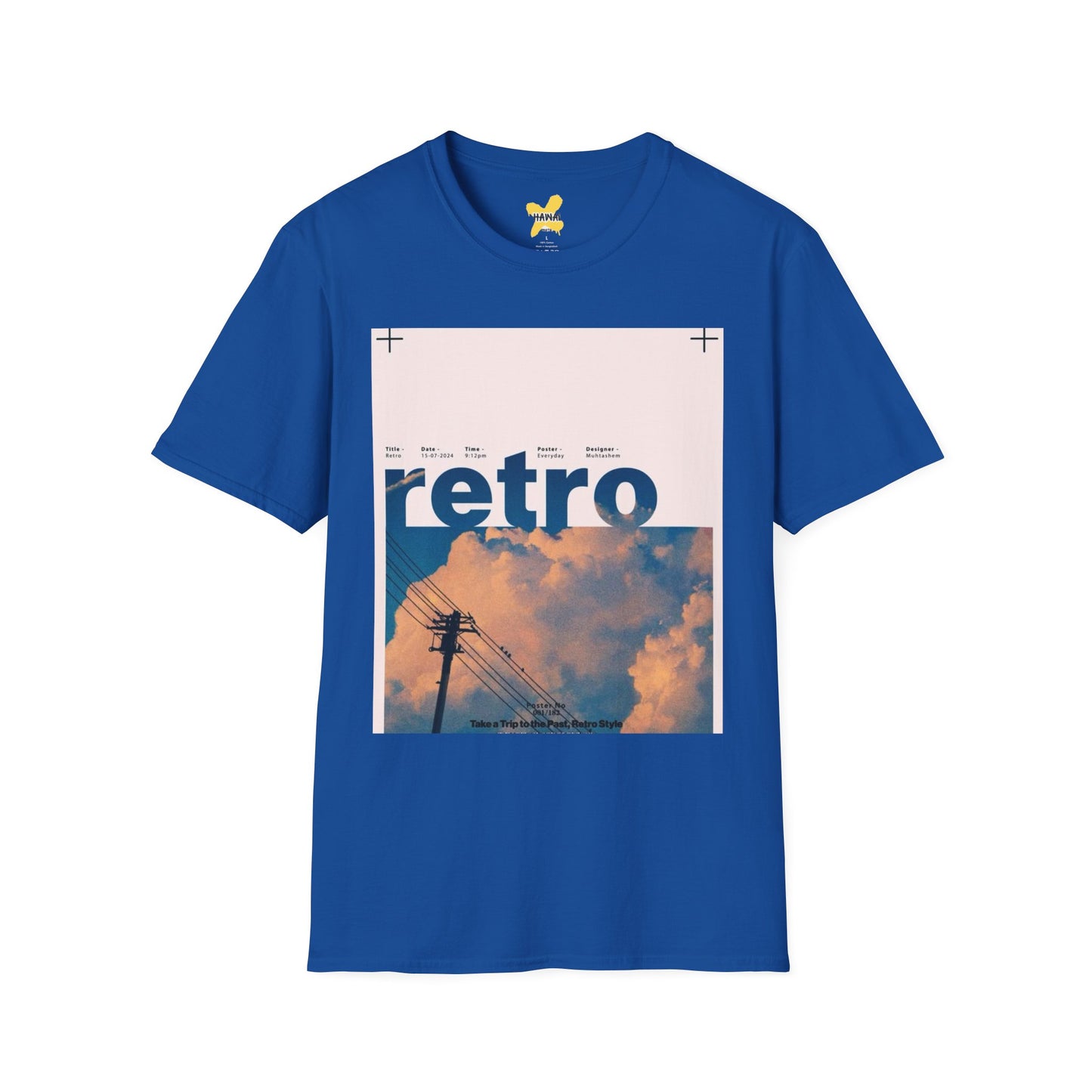 Retro Aesthetic Unisex Softstyle T-Shirt - Vintage Clouds & Texture Design
