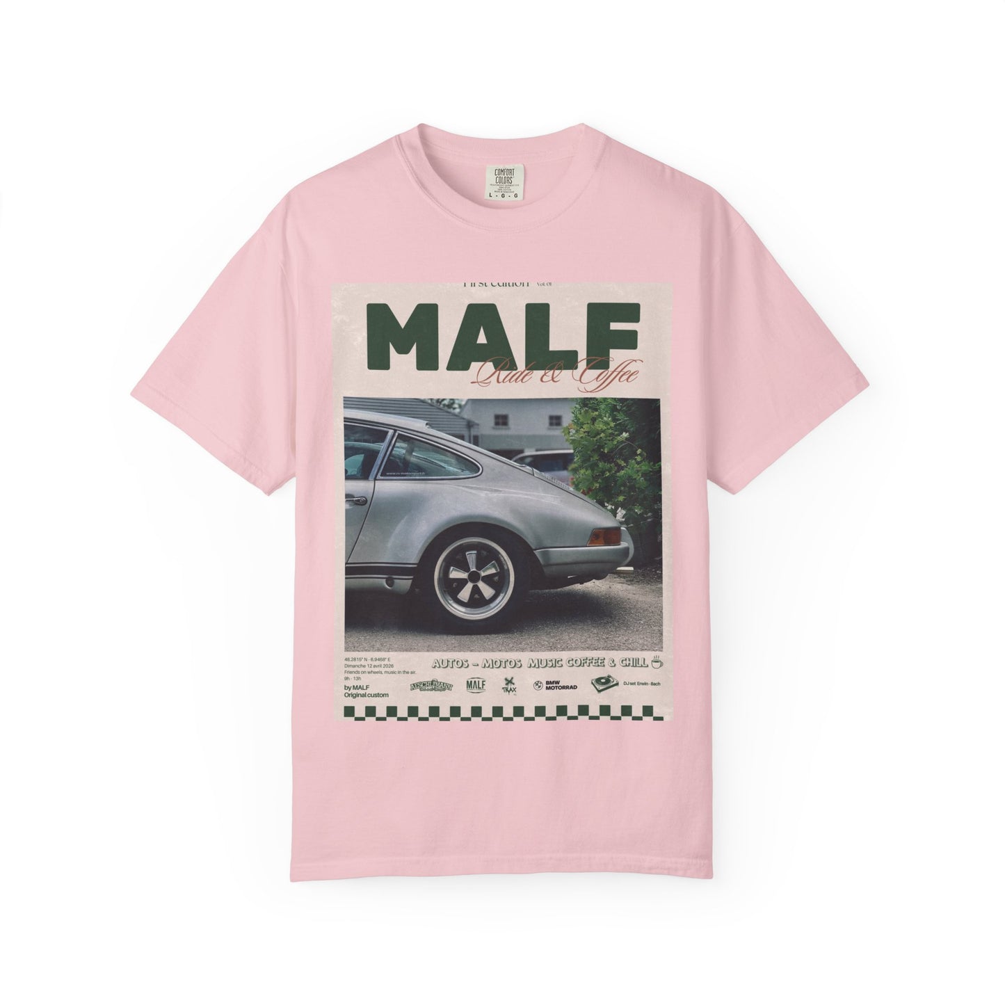 Vintage Porsche Photo Tee — "MALF Live to Ride" Graphic T-Shirt