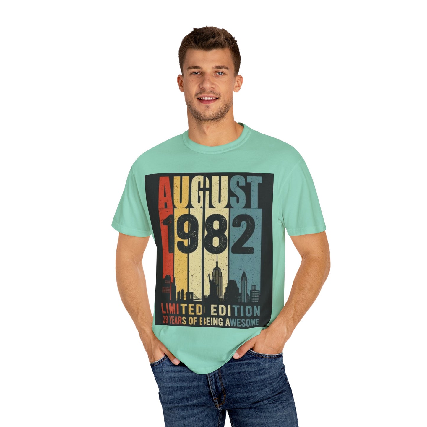 Limited Edition August 1982 Unisex Garment-Dyed T-Shirt - Celebrate 39 Years of Being Awesome