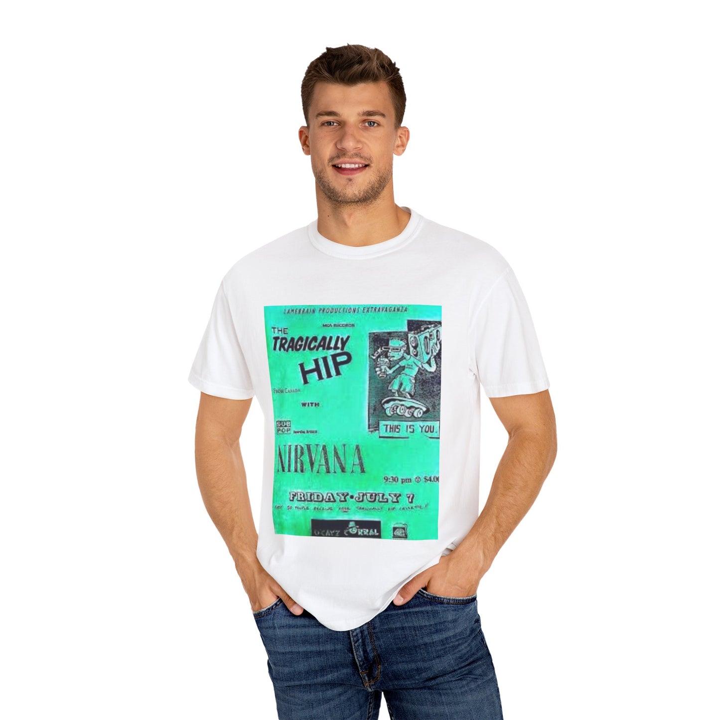 Retro Band Graphic T-Shirt - Nirvana & Tragically Hip Design