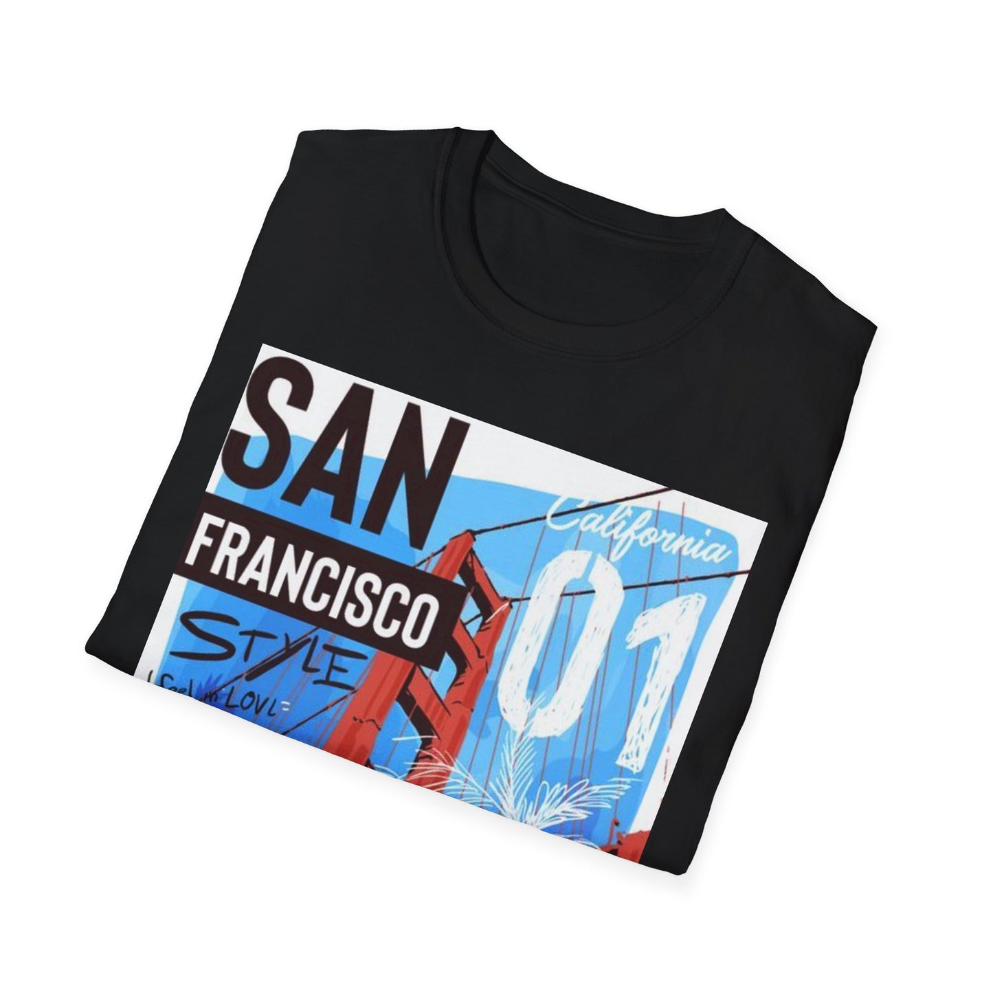 San Francisco Graphic Unisex Softstyle T-Shirt - California Vibe, Perfect for Beach Lovers