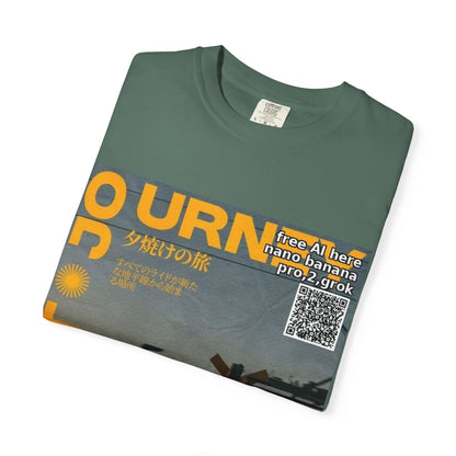 Sunset Train Graphic T-Shirt — Japanese Retro Transit Poster Tee
