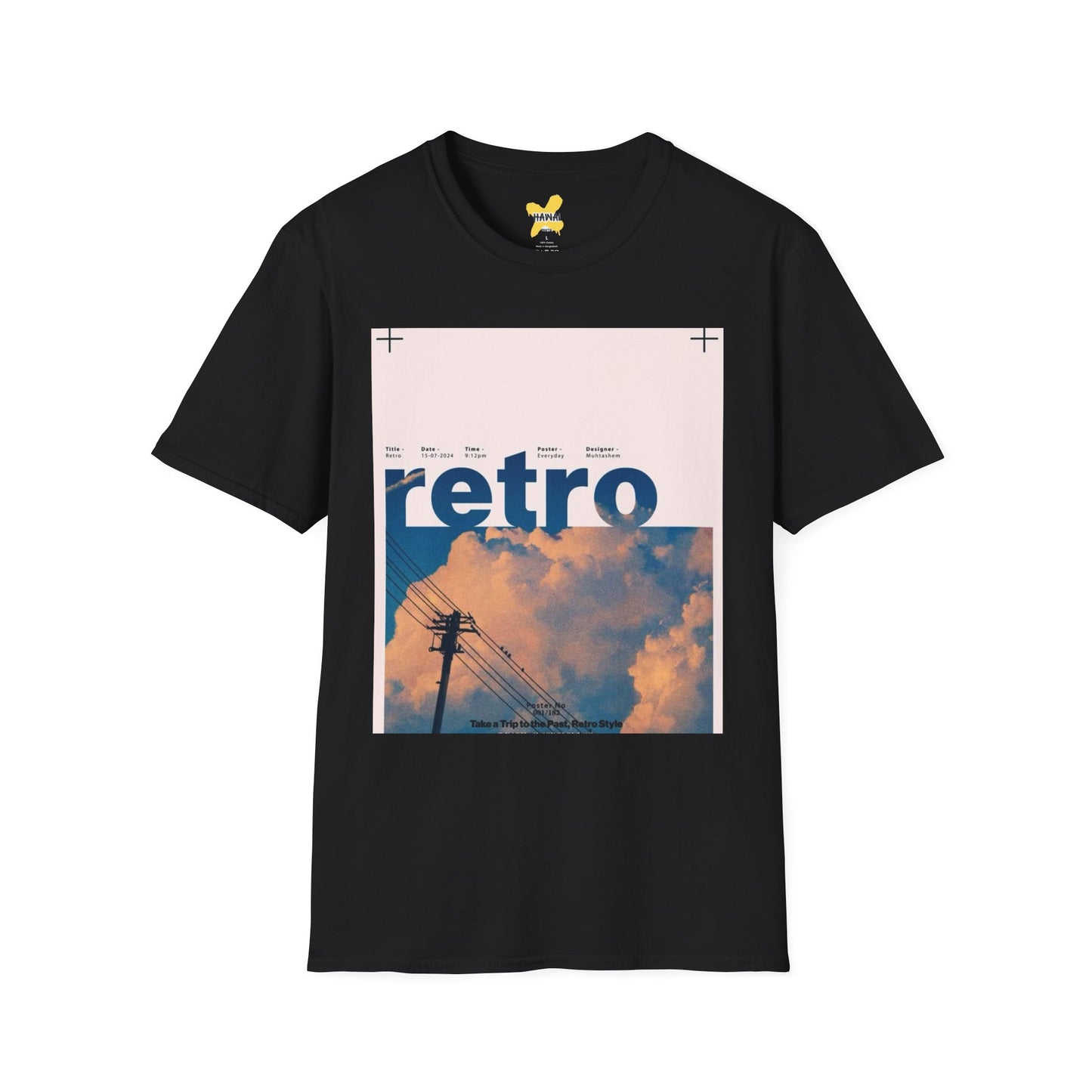 Retro Aesthetic Unisex Softstyle T-Shirt - Vintage Clouds & Texture Design