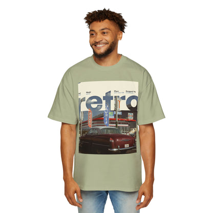 Retro Garage Tee — Vintage Car Photo Oversized T-Shirt