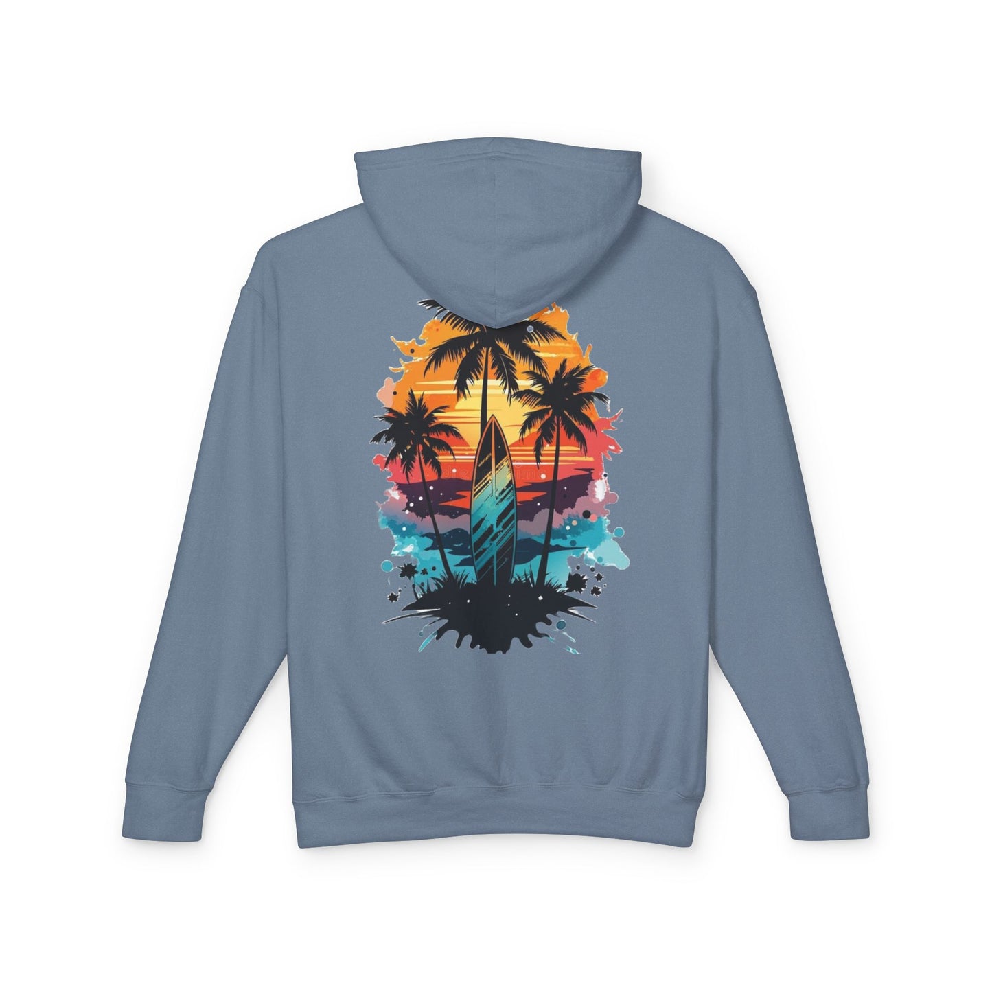 Coastal Sunset Surf Hoodie - Unisex Lightweight Hooded Sweatshirt