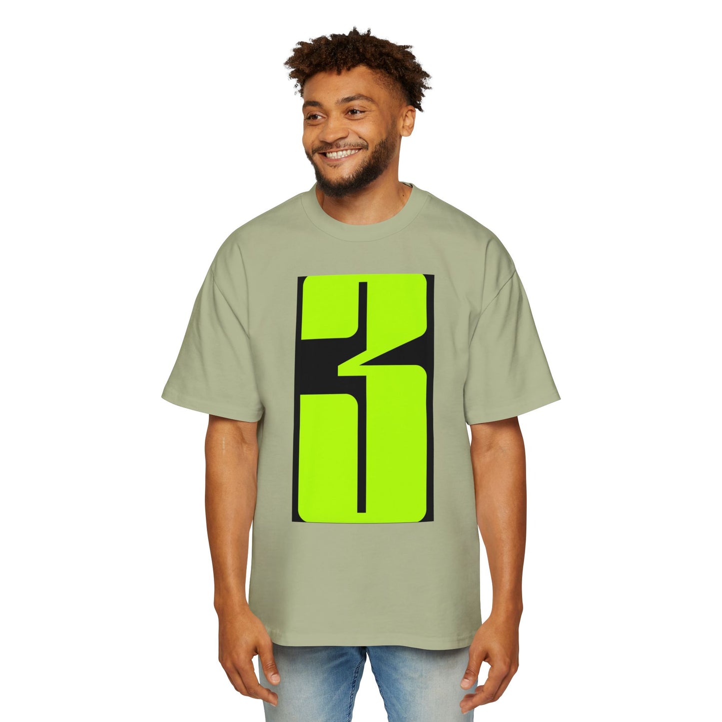 Oversized Tee — Neon Abstract '3' Graphic