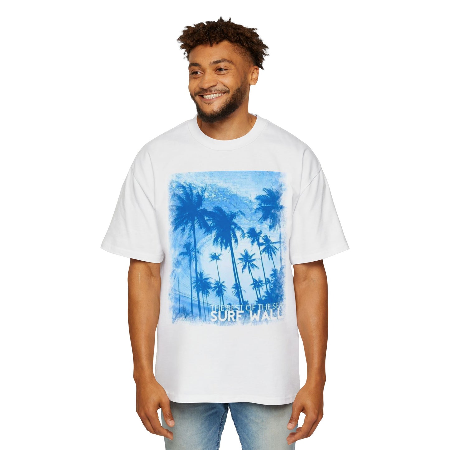 Surf Palm Tee — Blue Tropical Graphic T-Shirt