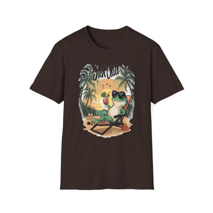 Just Chill Unisex Softstyle T-Shirt - Relaxing Frog Design for Casual Summer Vibes