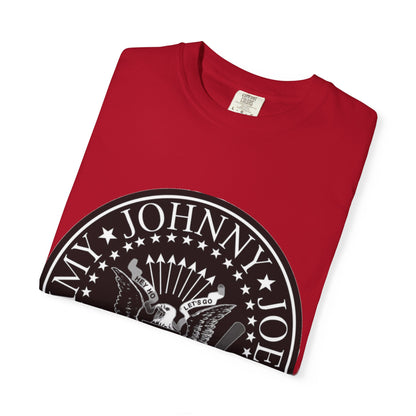 Vintage-Inspired Unisex Garment-Dyed T-Shirt with Rock Band Logo