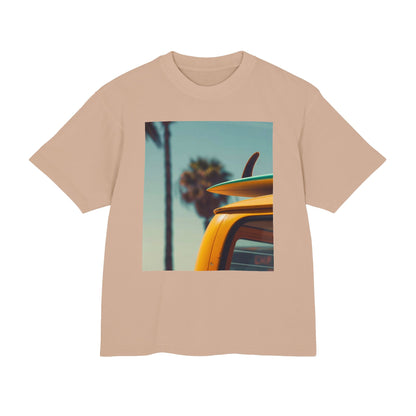 Surf Van Beach Photo Tee — Vintage Palm & Surfboard Graphic T-Shirt