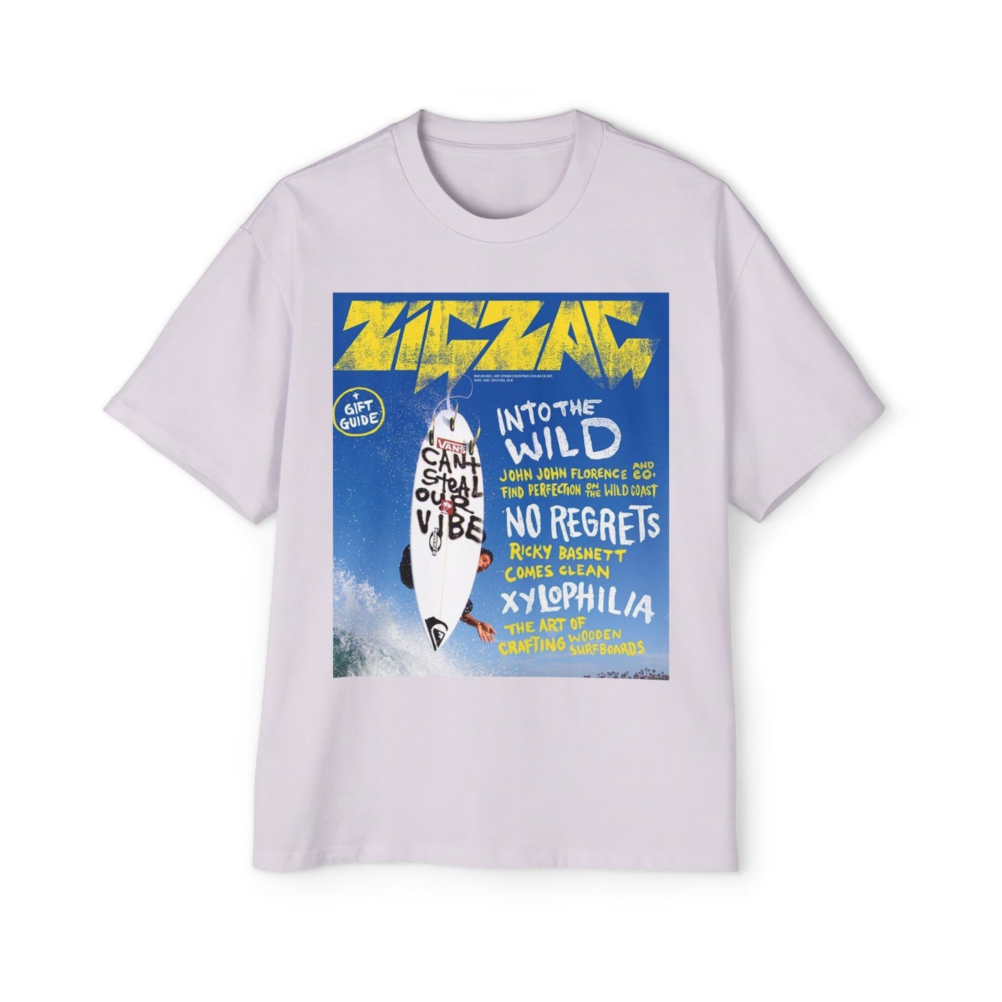 Surf Poster Graphic Tee — "Into the Wild / No Regrets" Oversized Men’s T‑Shirt