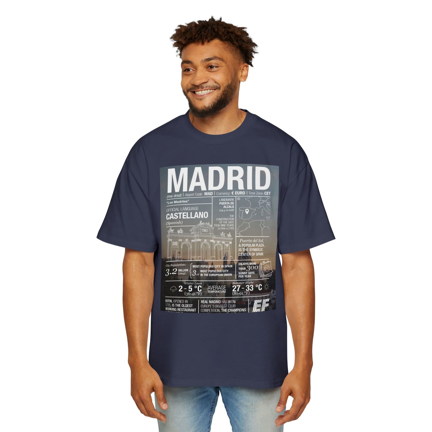Madrid Graphic Tee — Vintage City Weather Poster T‑Shirt