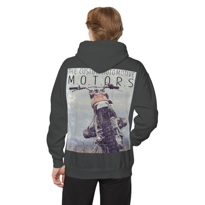 White Hoodie with Retro Skate Sticker Graphic — Vintage Skateboard Design
