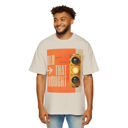 Oversized Tee — Retro Traffic Light 'Hold That Thought' Graphic
