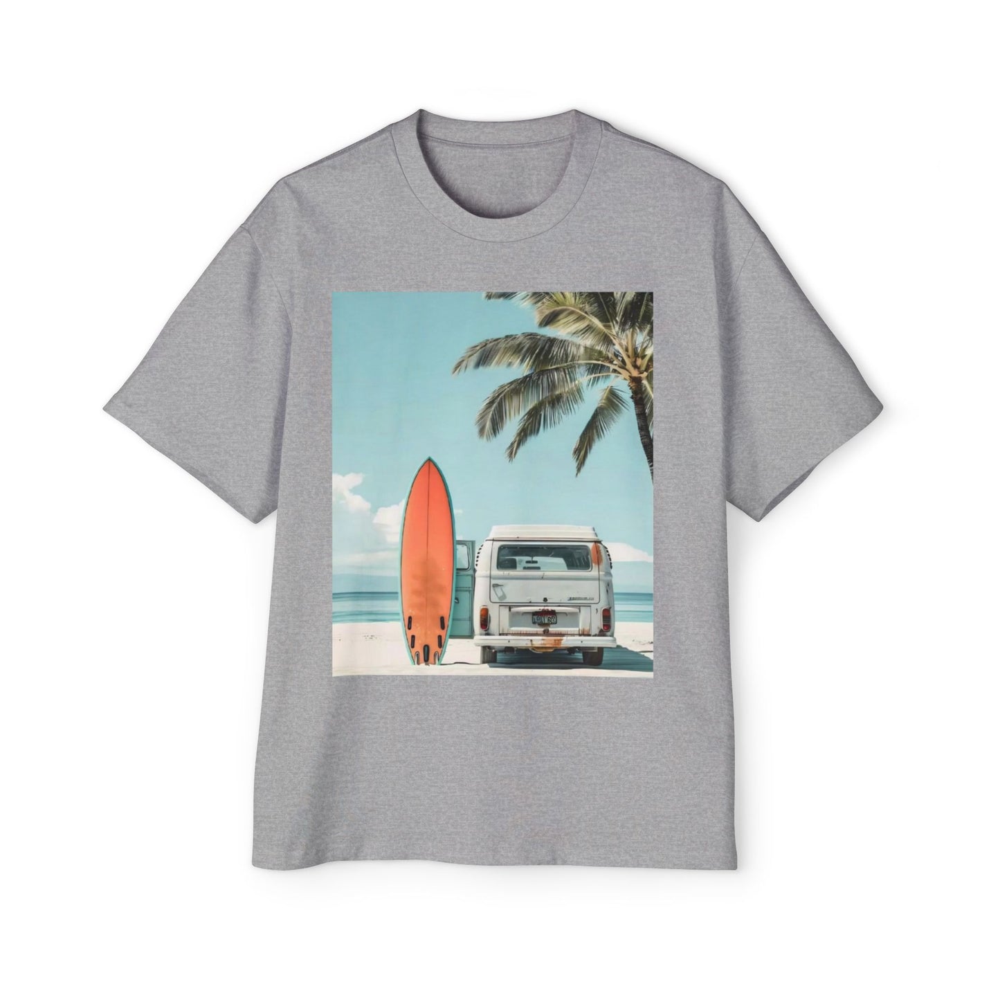 Surf Van Beach T-Shirt — Vintage Palm & Surfboard Graphic Tee