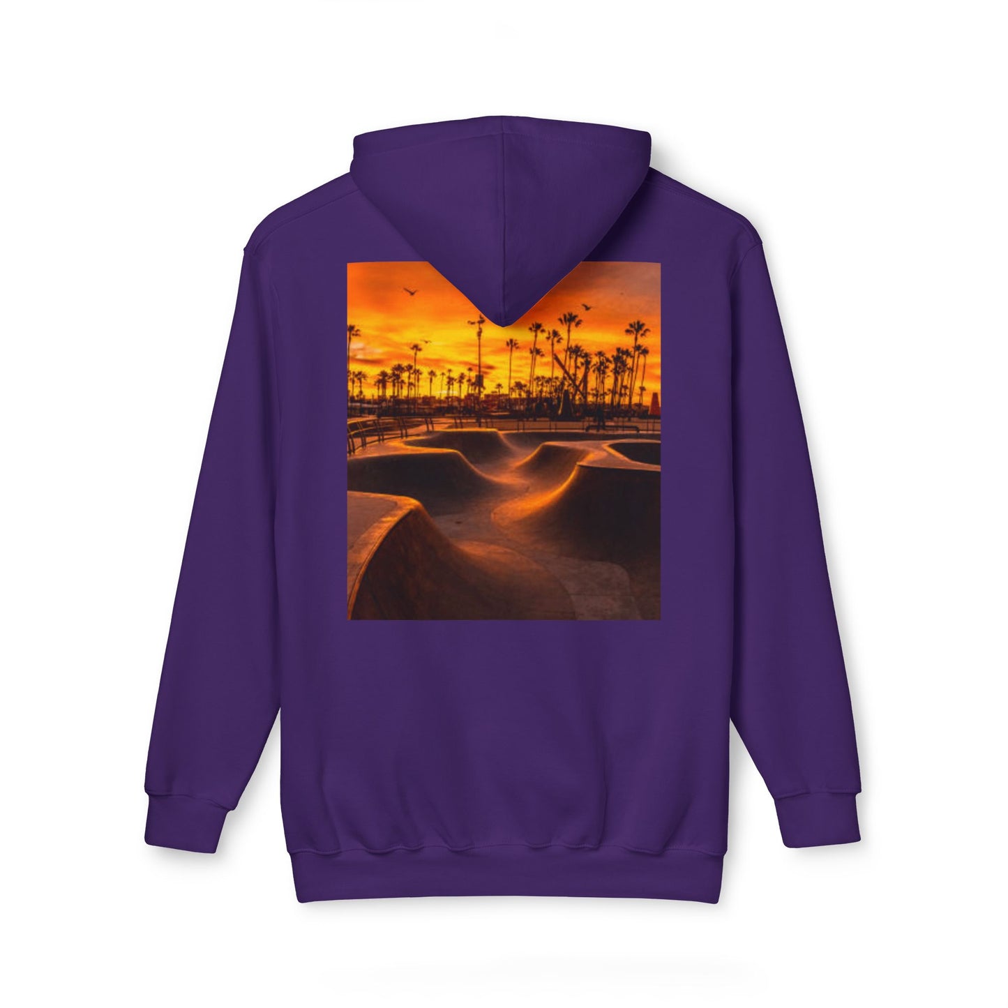 Unisex Hooded Sweatshirt with Sunset Skate Park Design - Perfect for Casual Style & Outdoor Activities