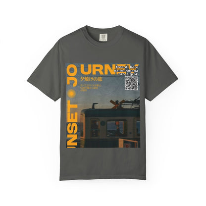 Sunset Train Graphic T-Shirt — Japanese Retro Transit Poster Tee