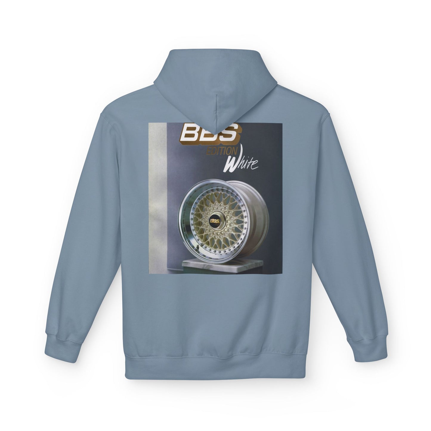 BBS Edition White Hoodie | Unisex Softstyle Fleece + Trendy Car Enthusiast Design