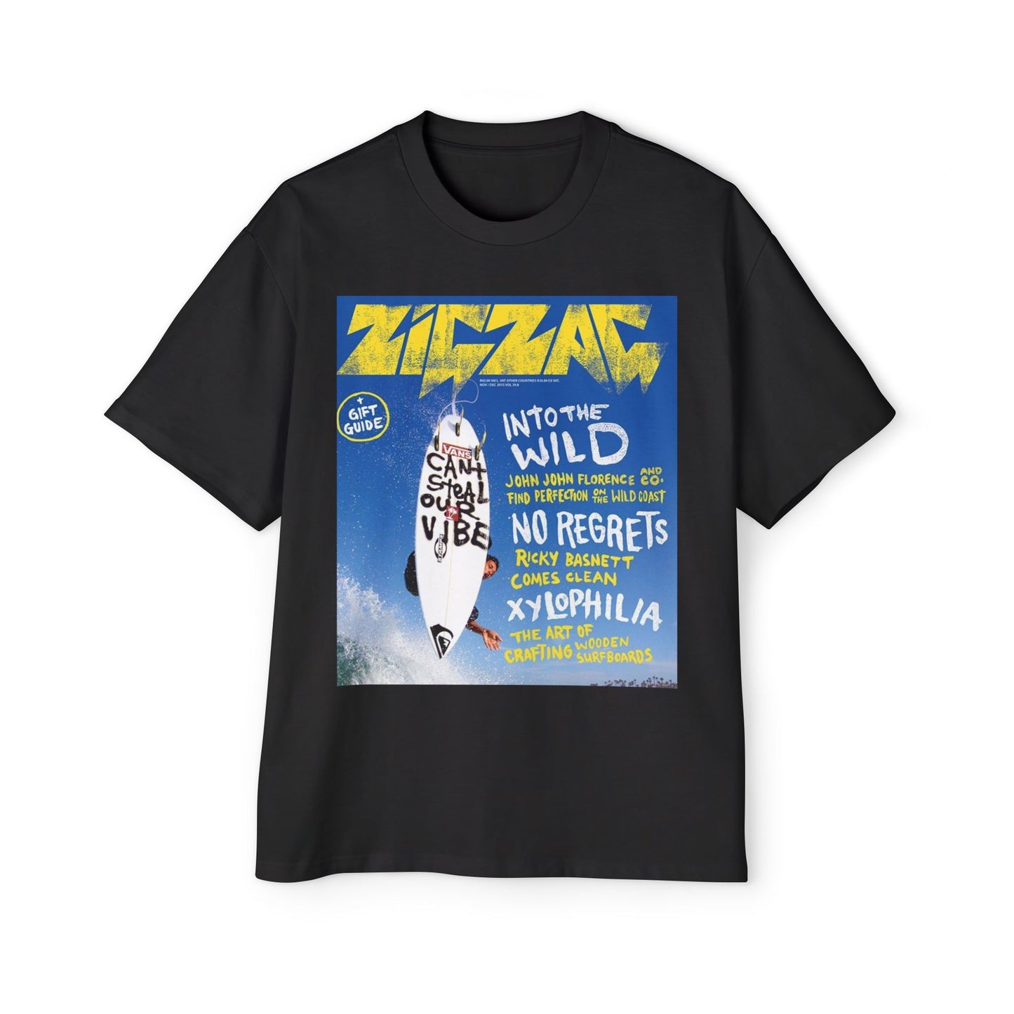 Surf Poster Graphic Tee — "Into the Wild / No Regrets" Oversized Men’s T‑Shirt