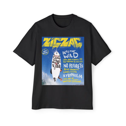 Surf Poster Graphic Tee — "Into the Wild / No Regrets" Oversized Men’s T‑Shirt