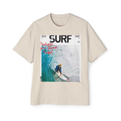 Surf Photo Graphic Tee — "Surf" Wave Rider Men's Oversized T-Shirt
