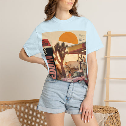 Freedom Road T-Shirt — Retro Desert Sunset Vintage Car Graphic