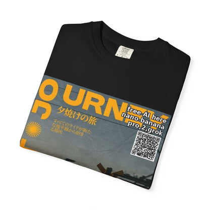 Sunset Train Graphic T-Shirt — Japanese Retro Transit Poster Tee