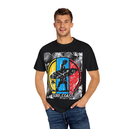 Surf Coast Unisex Garment-Dyed T-shirt - Retro Beach Vibes, Summer Essential, Surfing Gift, Casual Wear, Vacation Style