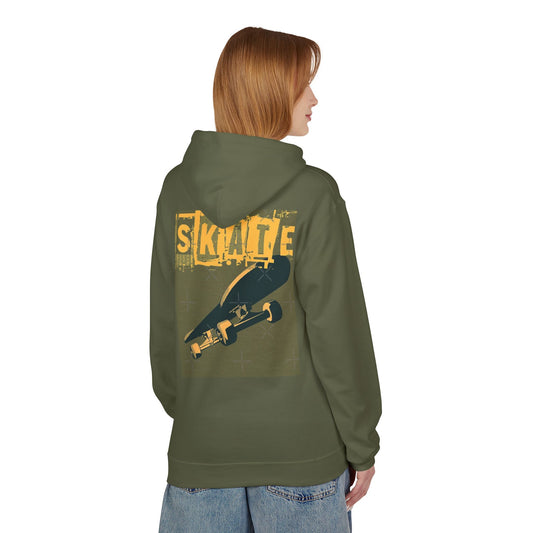 Skateboard Graphic Hoodie, Unisex Fleece Hoodie, Casual Streetwear, Gift for Skate Lovers, Cool Layer for Every Occasion