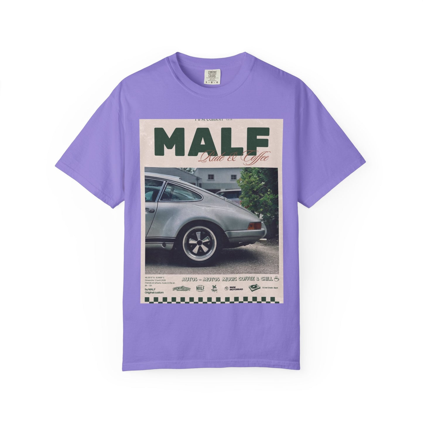 Vintage Porsche Photo Tee — "MALF Live to Ride" Graphic T-Shirt