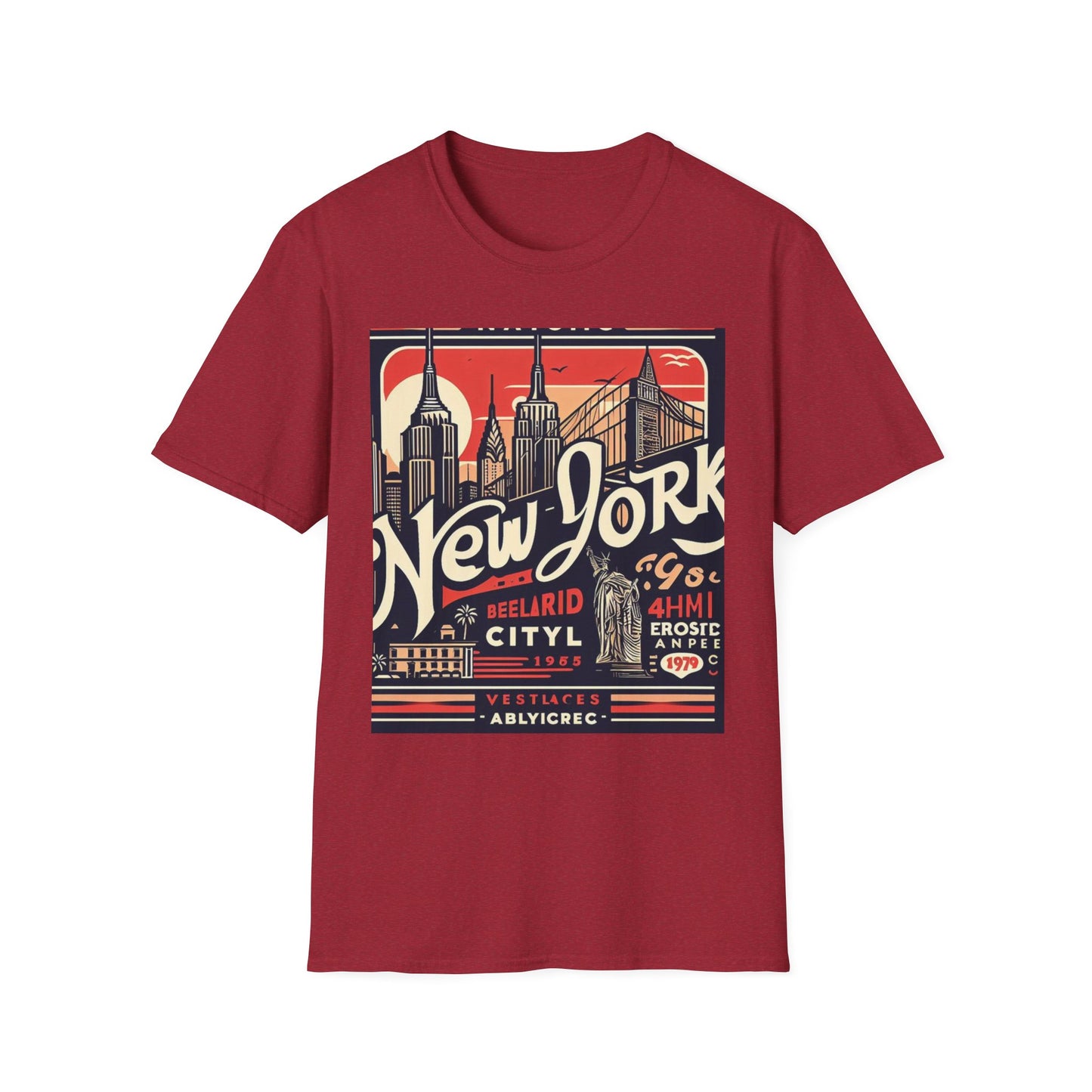 NYC Vintage T-Shirt, Unisex Softstyle Tee, New York City Shirt, Travel Souvenir Gift, Casual Wear for Tourists