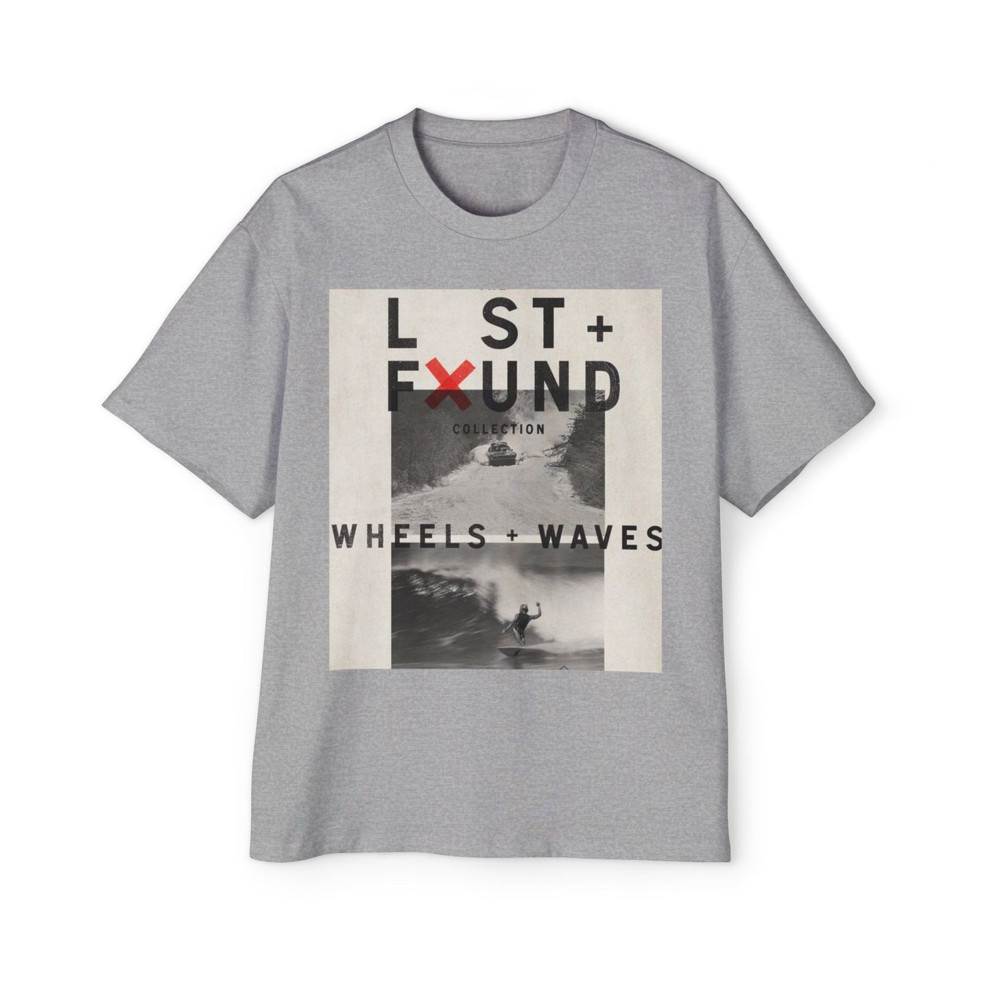 Lost & Found 'Wheels + Waves' Graphic Tee — Oversized Men's Surf Skate Shirt