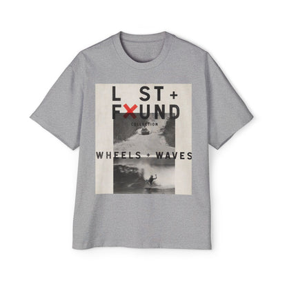 Lost & Found 'Wheels + Waves' Graphic Tee — Oversized Men's Surf Skate Shirt