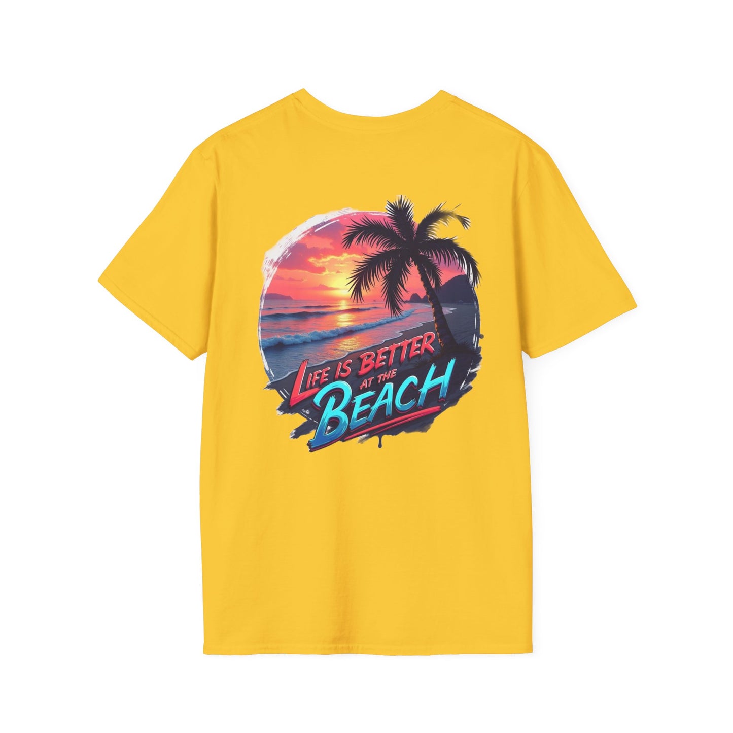 Unisex Softstyle Beach T-Shirt - "Life is Better at the Beach" Graphic Tee