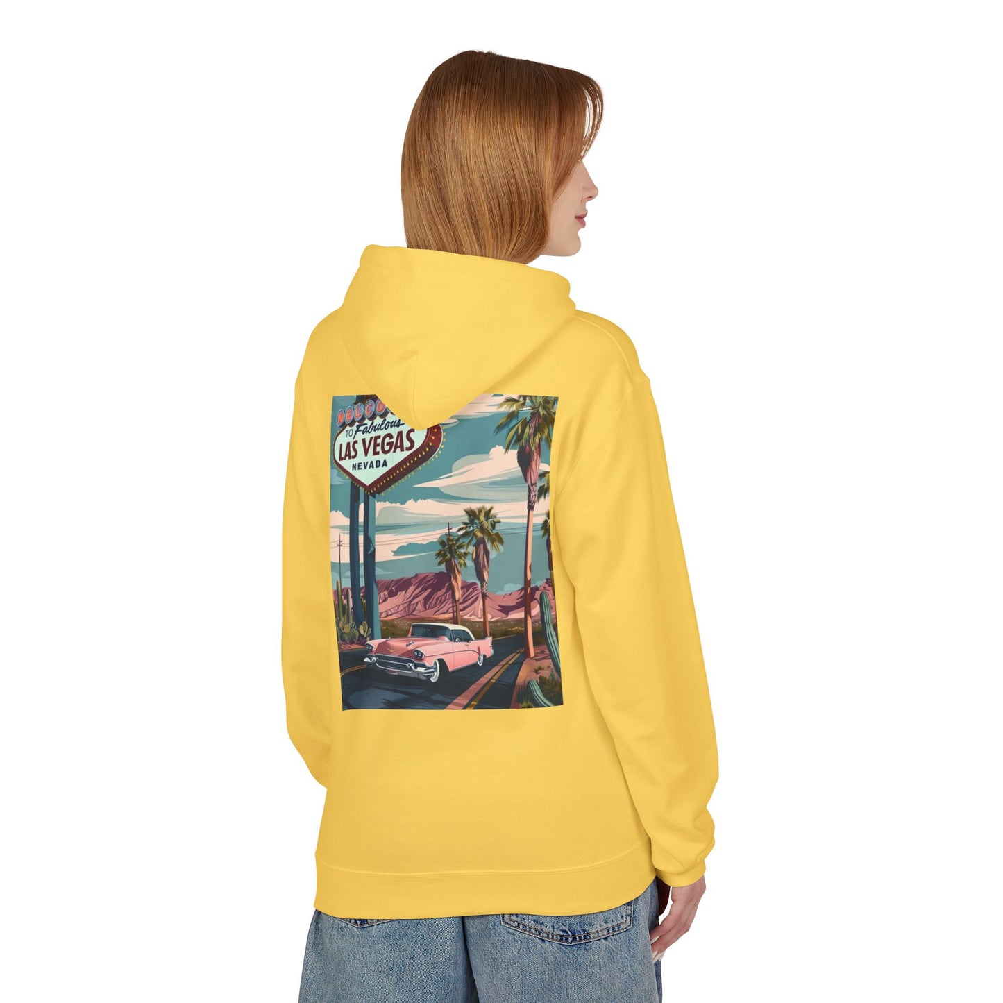 Retro Las Vegas Fleece Hoodie - Unisex Midweight Sweatshirt