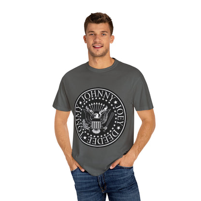 Vintage-Inspired Unisex Garment-Dyed T-Shirt with Rock Band Logo