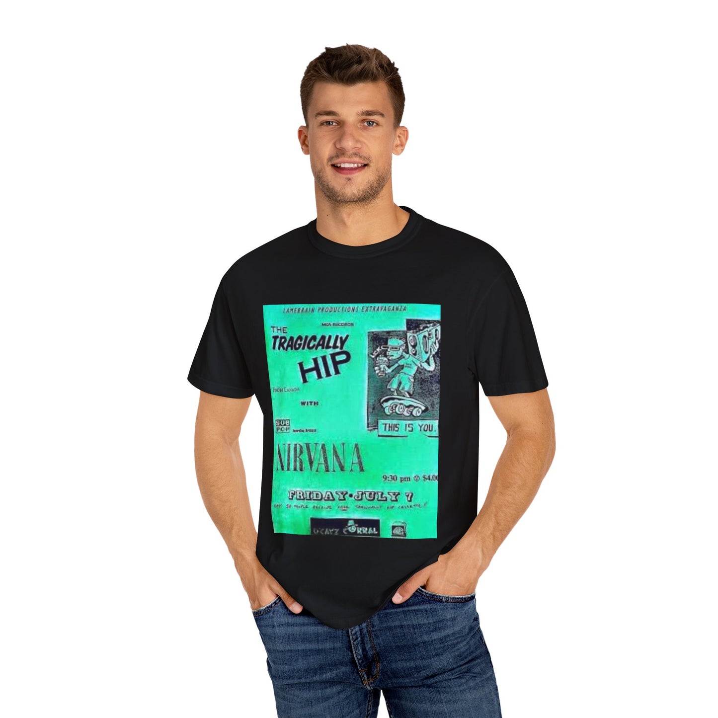 Retro Band Graphic T-Shirt - Nirvana & Tragically Hip Design
