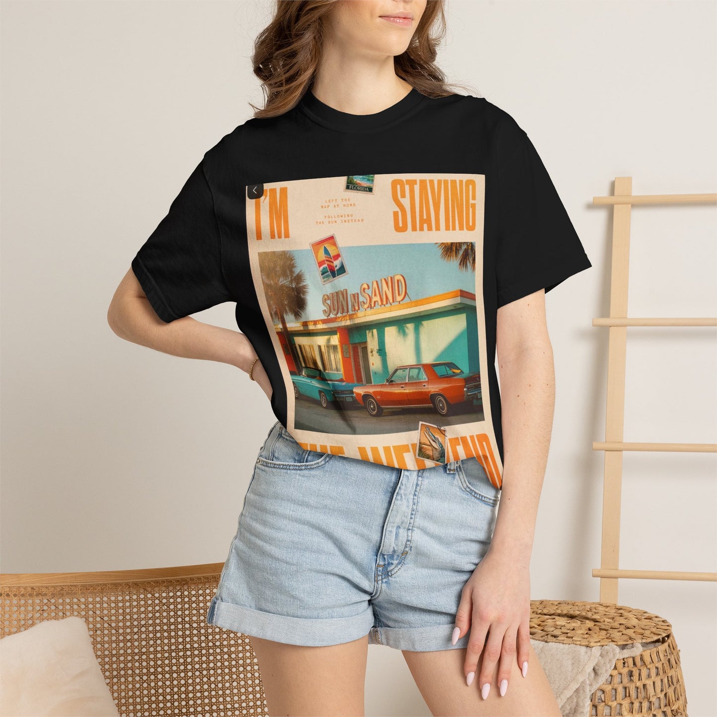 Weekend Staycation Vintage T-Shirt — "I'm Staying the Weekend" Retro Diner Design