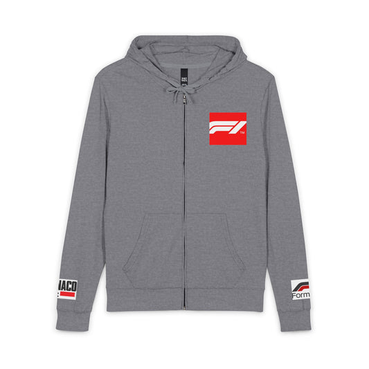 Racing Retro Zip Hoodie — Red Supercar Street Scene Back Print