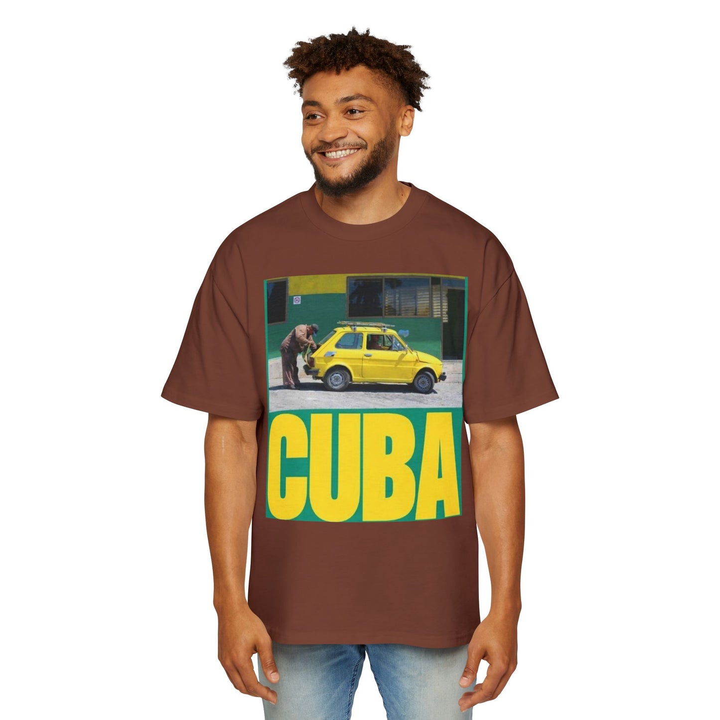 Cuba Vintage Photo Tee — Retro Yellow Car Graphic T-Shirt