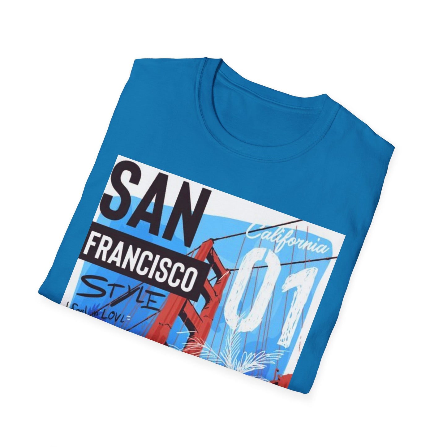 San Francisco Graphic Unisex Softstyle T-Shirt - California Vibe, Perfect for Beach Lovers