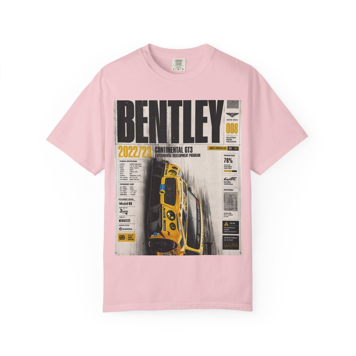 Bentley Continental GT Newspaper Graphic T‑Shirt — Vintage Racing Poster Tee
