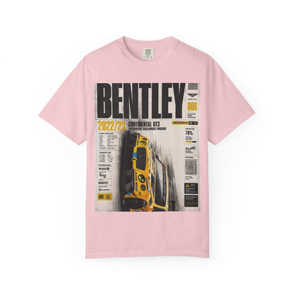 Bentley Continental GT Newspaper Graphic T‑Shirt — Vintage Racing Poster Tee