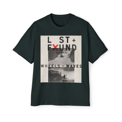 Lost & Found 'Wheels + Waves' Graphic Tee — Oversized Men's Surf Skate Shirt